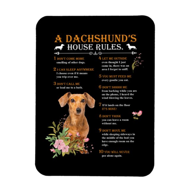 Magnet Flexible Le règlement de la maison d'un Dachshund (Vertical)