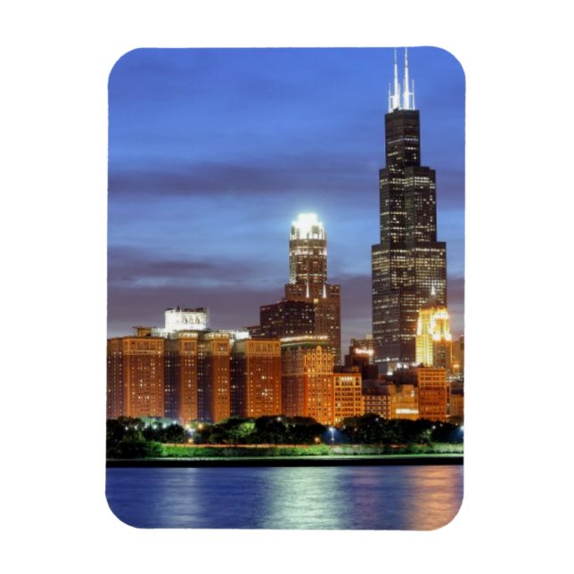 Magnet Flexible Le skyline de Chicago du Planétarium Adler (Vertical)