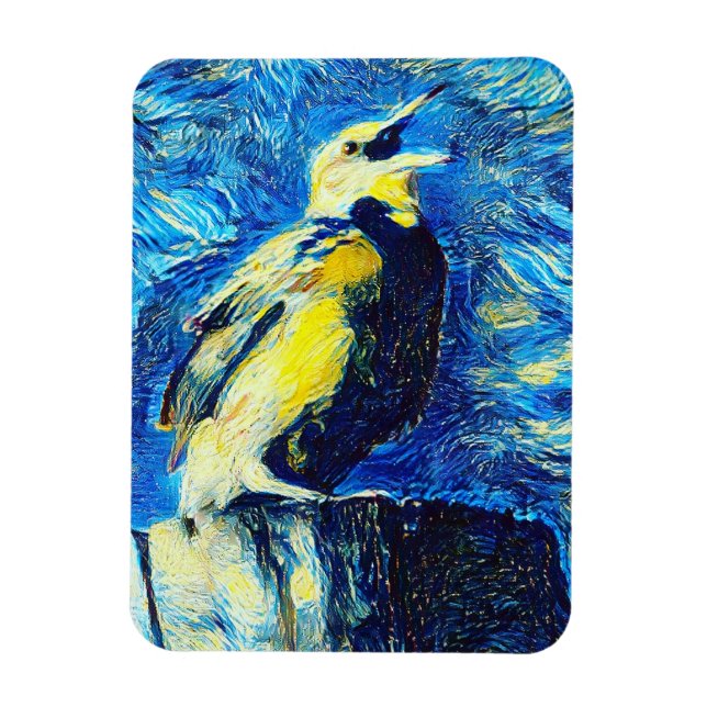 Magnet Flexible Le style VanGogh aux oiseaux solitaires (Vertical)