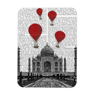 Magnet Flexible Le Taj Mahal et ballons à air d'un rouge ardent