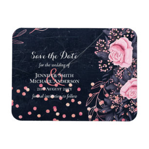 Magnet Flexible LeahG Denim Blue Rosegold Pink Floral Wedding