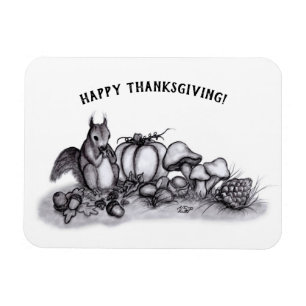 Magnet Flexible L'écureuil en Automne, Bon thanksgiving !
