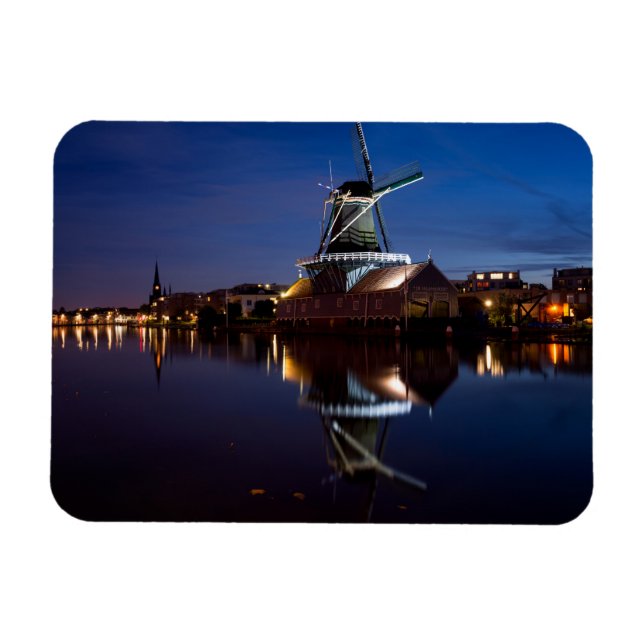 Magnet Flexible Leidschendam moulin à vent avec réflexion la nuit (Horizontal)
