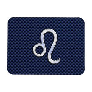 Magnet Flexible Léo Zodiac Sign on Navy Blue Carbon Fiber Print