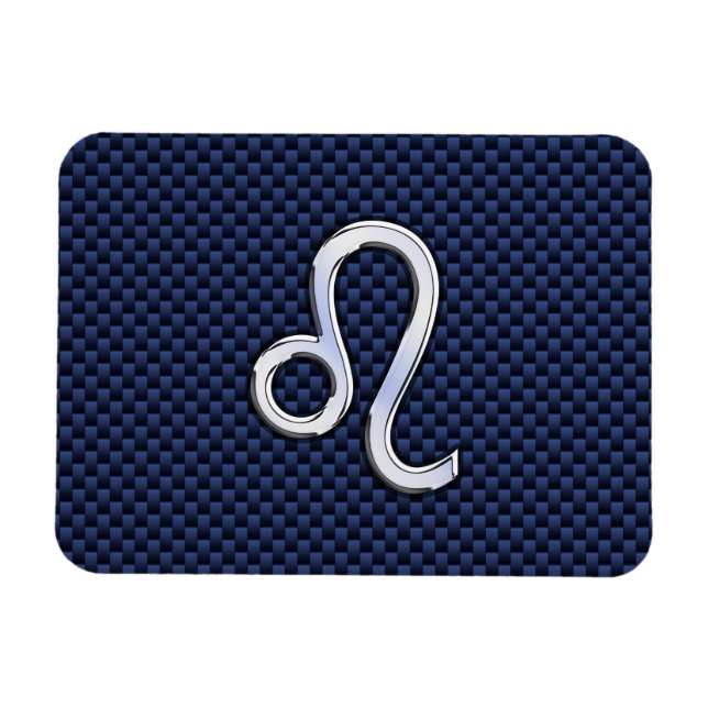 Magnet Flexible Léo Zodiac Sign on Navy Blue Carbon Fiber Print (Horizontal)