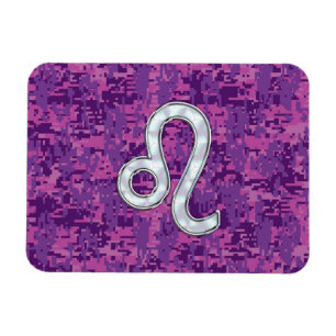 Magnet Flexible Leo Zodiac Symbol on Pink Fuchsia Digital Camo