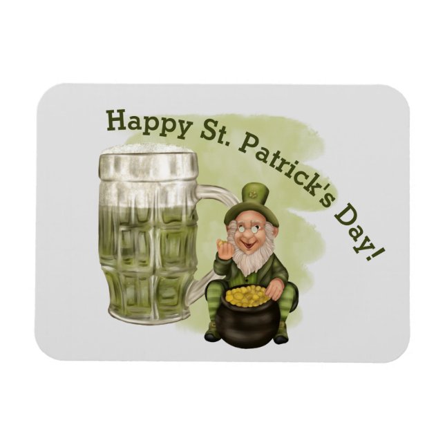Magnet Flexible Leprechaun et Green Beer St. Patrick's Day (Horizontal)