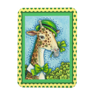 MAGNET FLEXIBLE LEPRECHAUN GIRAFFE, COLORFUL ST. PATRICK'S DAY