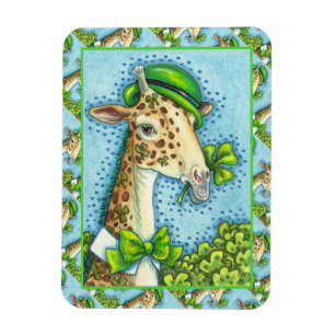 MAGNET FLEXIBLE LEPRECHAUN GIRAFFE, COLORFUL ST. PATRICK'S DAY