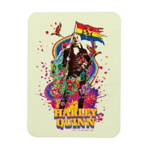 Magnet Flexible L'équipe du suicide   Harley Quinn Flowers & Rainb