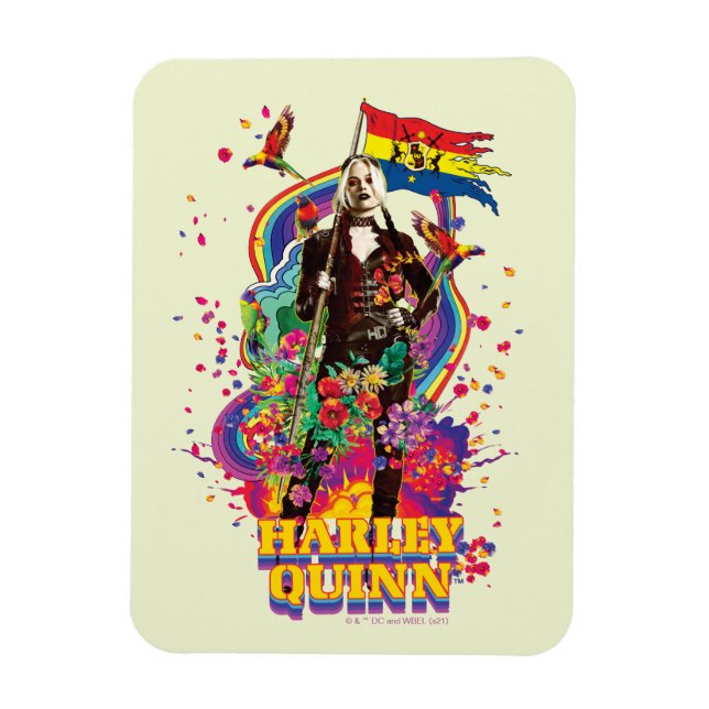 Magnet Flexible L'équipe du suicide | Harley Quinn Flowers & Rainb (Vertical)