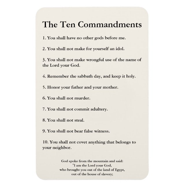 Magnet Flexible Les 10 commandements méthodiste à la maison et au  (Vertical)
