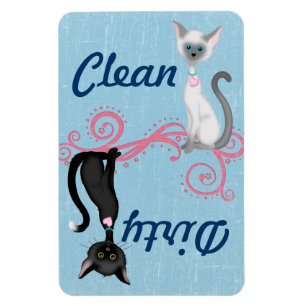 Magnet Flexible Les chats noirs et blancs mignons nettoient le