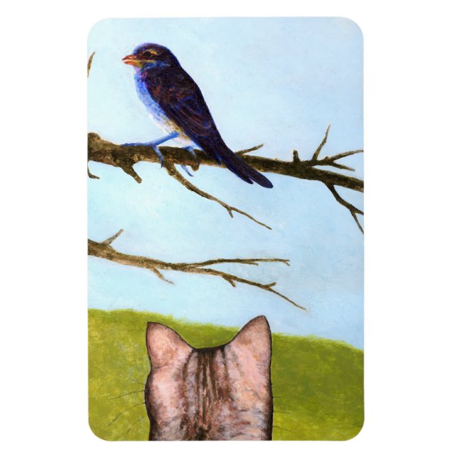 Magnet Flexible Les chats Tabby parlent aux oiseaux (Vertical)