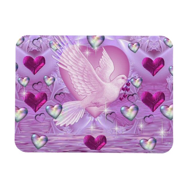 Magnet Flexible Les colombes et les coeurs (Horizontal)