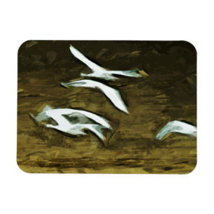 Magnet Flexible Les cygnes trompettes dans l'impressionnisme Abstr