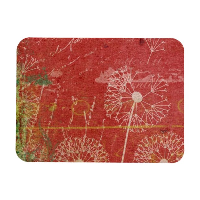 Magnet Flexible Les Dandelions prennent du vent contre le ciel ros (Horizontal)