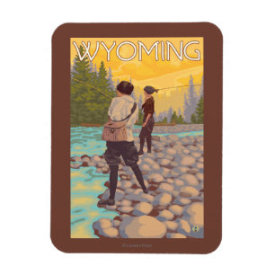 Magnet Flexible Les femmes pilotent la pêche - Wyoming