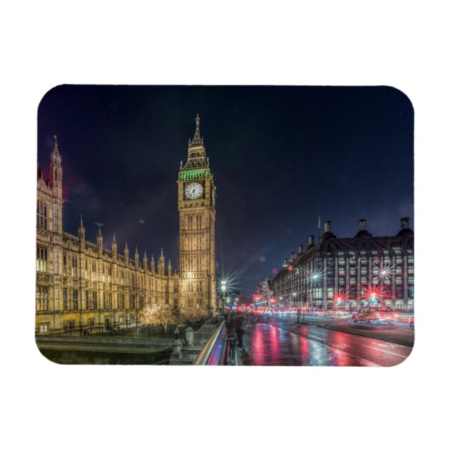Magnet Flexible Les monuments | Big Ben la nuit (Horizontal)