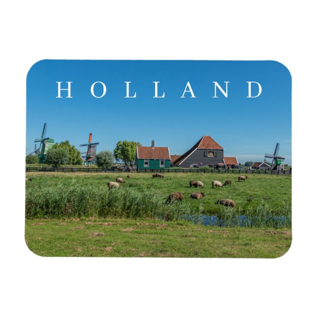 Magnet Flexible Les moulins à vent Holland Zaanse Schans ont une v (Horizontal)