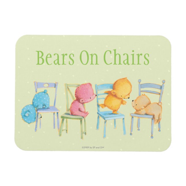 Magnet Flexible Les ours bleus, roses, jaunes et Brown jouent (Horizontal)