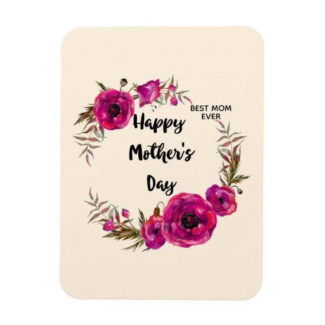 Magnet Flexible Les pavots rose Fuchsia Meilleure Maman Jamais - F (Vertical)
