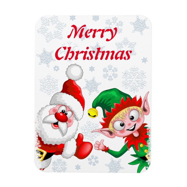 Magnet Flexible Les personnages de Noël de père Noël et Elf (Vertical)