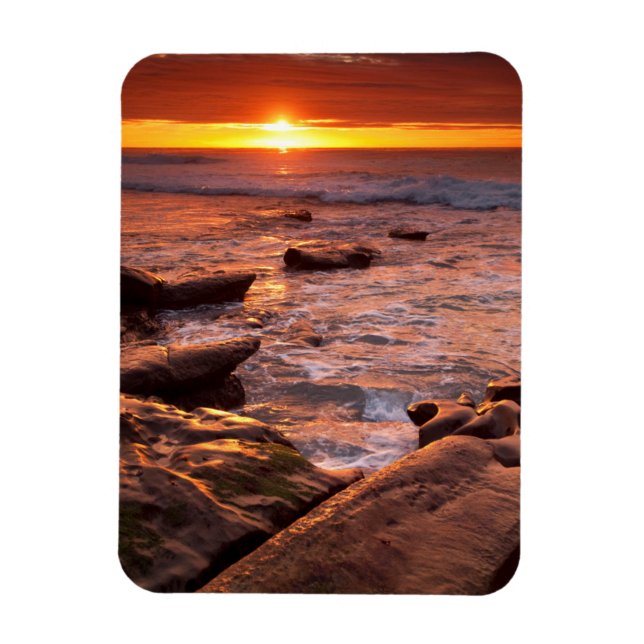 Magnet Flexible Les piscines à marée au coucher du soleil, Califor (Vertical)