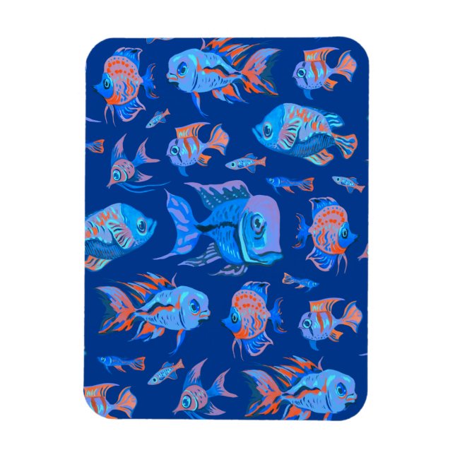 Magnet Flexible Les poissons tropicaux sur le bleu (Vertical)