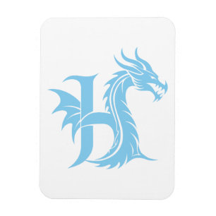 Magnet Flexible Lettre de style dragon H, alphabet du dragon, mono