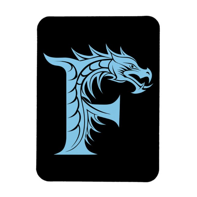 Magnet Flexible Lettre F de style dragon, alphabet du dragon, mono (Vertical)
