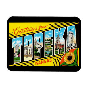 Magnet Flexible LETTRE GRANDE SALUT Topeka Kansas Style Vintage