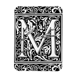 Magnet Flexible Lettre M Monogramme médiéval Art Nouveau