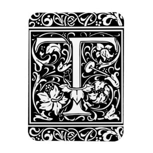 Magnet Flexible Lettre T Monogramme médiéval Art Nouveau