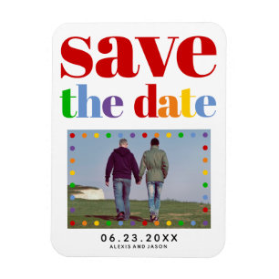 Magnet Flexible Lettres colorées points rouges Enregistrer la date