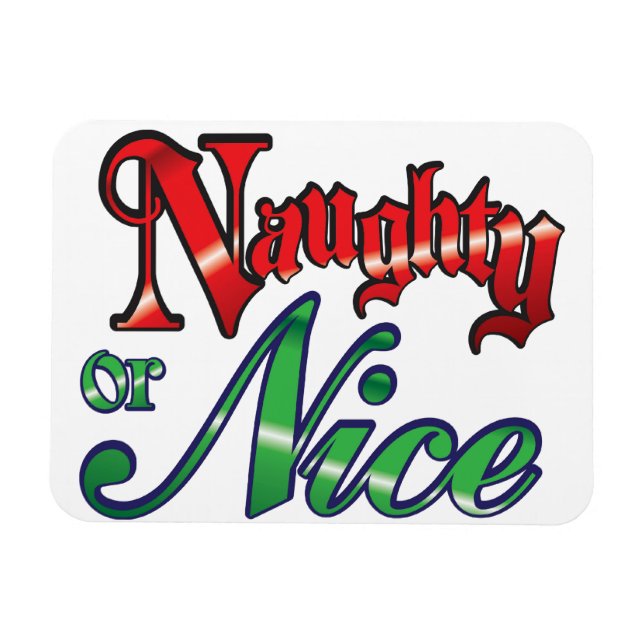 Magnet Flexible Lettres rouges rétro Noël, Naughty ou Nice (Horizontal)