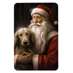 Magnet Flexible Lévrier Afghan avec le Père Noël Noël Festif