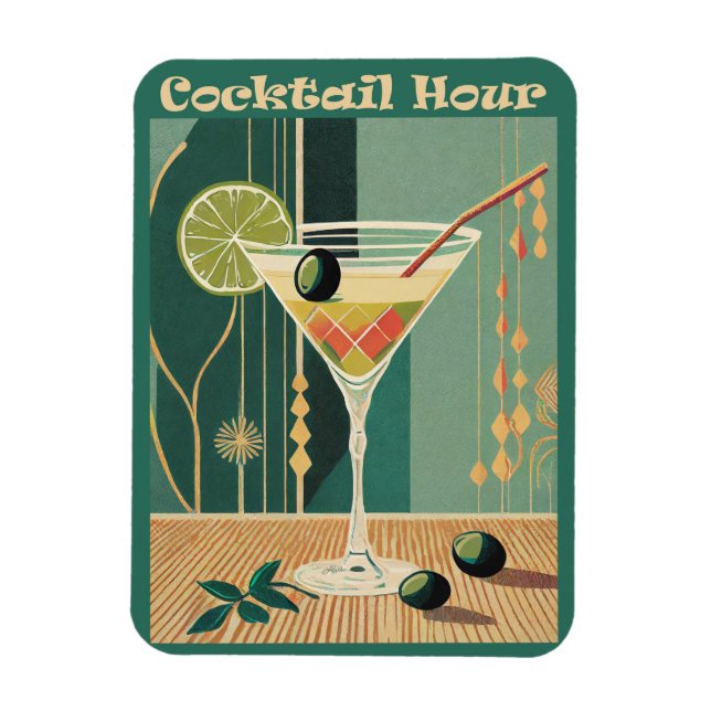 Magnet Flexible L'Heure Du Cocktail Martini Moderne Du Milieu Du S (Vertical)