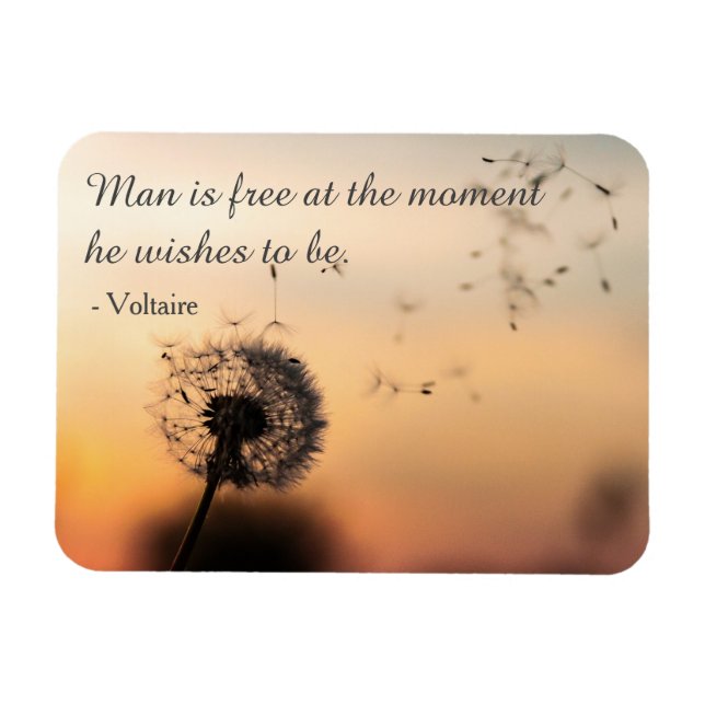 Magnet Flexible L'homme est libre Citation Voltaire (Horizontal)