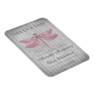 Magnet Flexible Libellule Bijou Rose Enregistrer la Date
