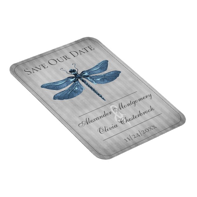 Magnet Flexible Libellule Bleue Bijou Enregistrez la Date (Côté Droit)