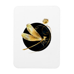 Magnet Flexible libellule d'or en cercle noir