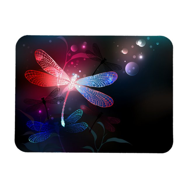 Magnet Flexible libellule rouge brillante (Horizontal)