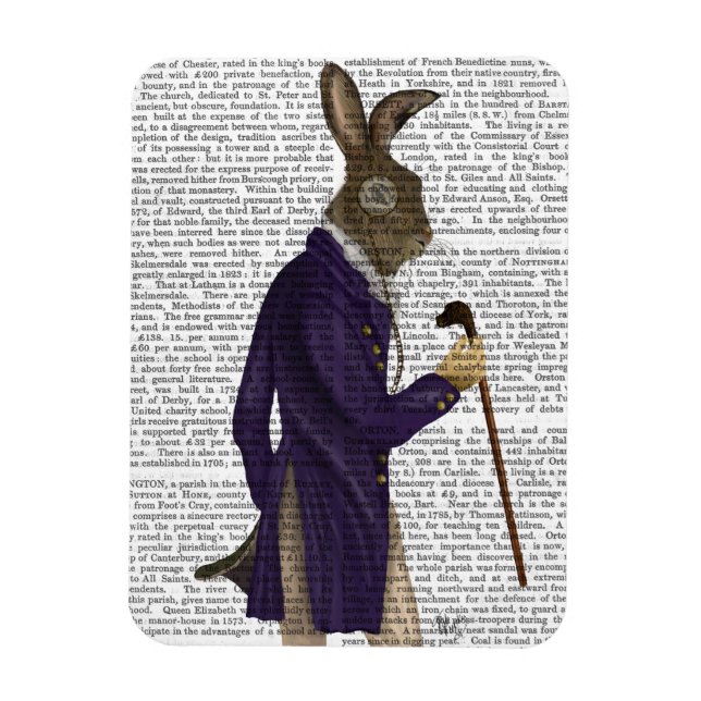 Magnet Flexible Lièvre En Manteau Violet (Vertical)
