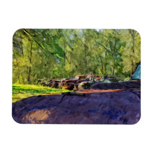 Magnet Flexible Ligne de vieux wagons et camions rouillés Abstrait