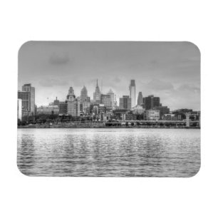 Magnet Flexible Ligne d'horizon Philadelphie en noir et blanc
