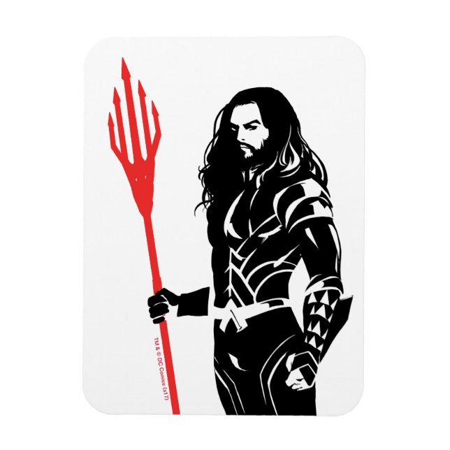 Magnet Flexible Ligue de Justice | Aquaman Pose Noir Pop Art (Vertical)