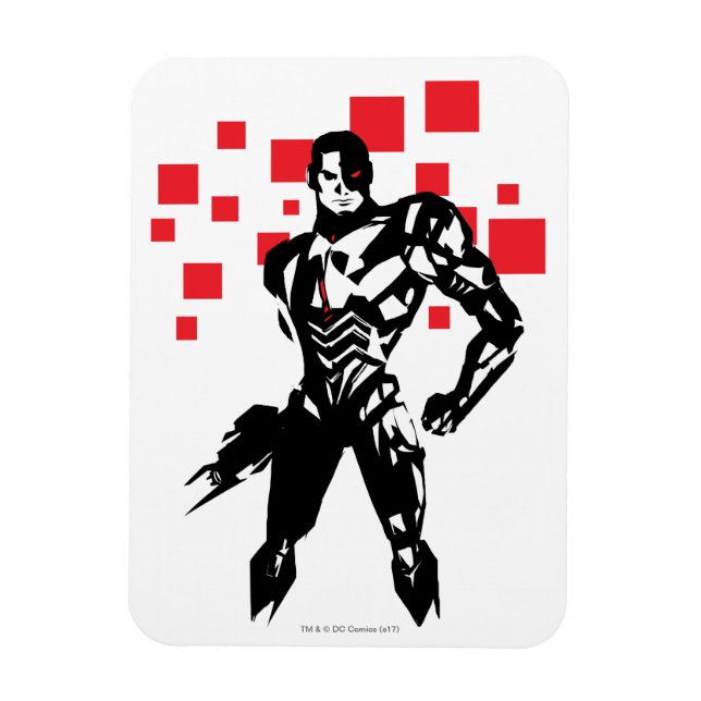 Magnet Flexible Ligue de Justice | Cyborg Digital Noir Pop Art (Vertical)