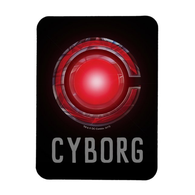 Magnet Flexible Ligue de Justice | Symbole Cyborg brillant (Vertical)