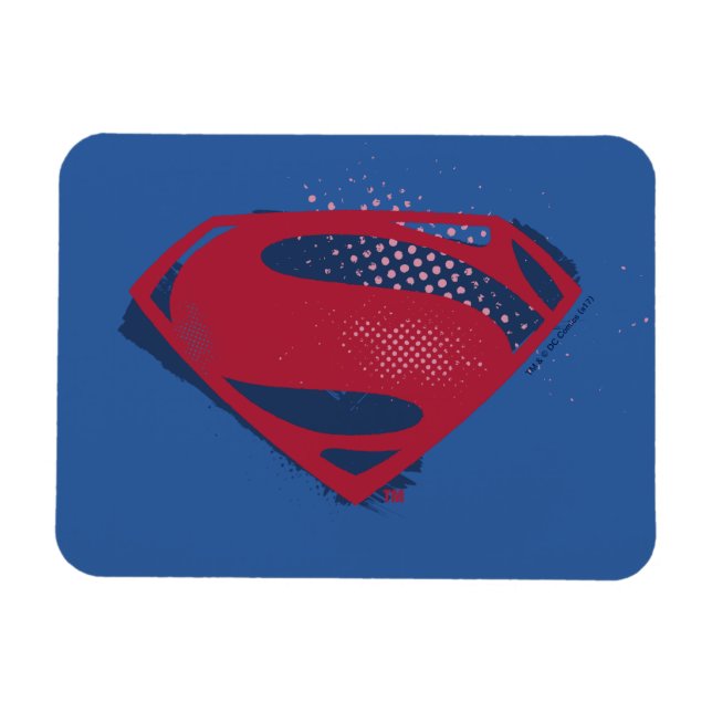 Magnet Flexible Ligue de Justice | Symbole Superman brosse et demi (Horizontal)